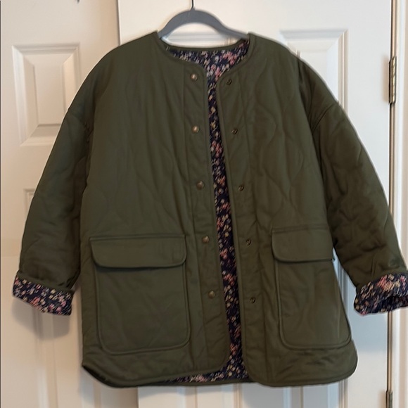 Sezane Feral Jacket, Reversible, Olive Green & Floral Quilted Jacket - Picture 6 of 9